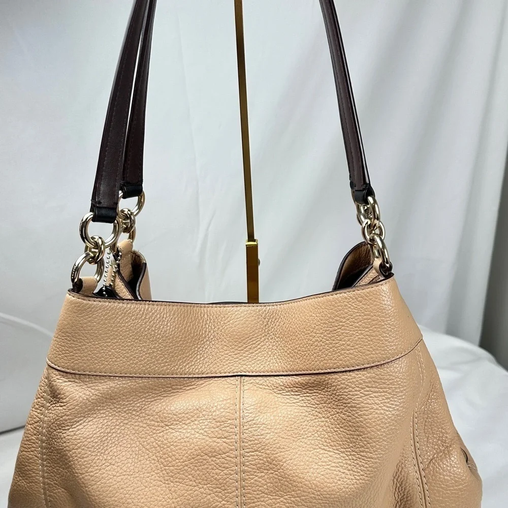Coach NY Lexy F31987 Tan Pebble Leather Shoulder Bag Satchel w/storage bag
